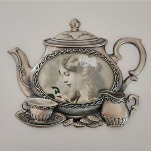 LINCO Silvertone Pewter Teapot Picture Frame